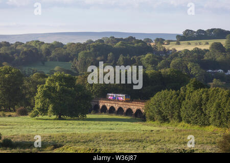 Classe 142 arriva Northern rail train traversant le viaduc de stimulation à Melling sur l ' peu north western ' régler à Carnforth ligne de chemin de fer Banque D'Images