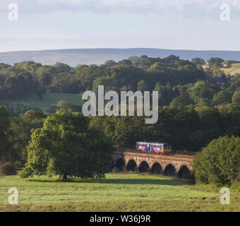 Classe 142 arriva Northern rail train traversant le viaduc de stimulation à Melling sur l ' peu north western ' régler à Carnforth ligne de chemin de fer Banque D'Images