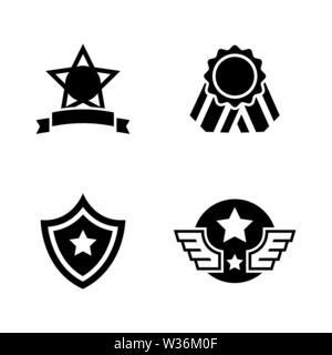 Awards. Les simples Vector Icons Set pour la vidéo, les applications mobiles, sites Web, projets d'impression et de votre conception. Illustration plat noir sur fond blanc Illustration de Vecteur