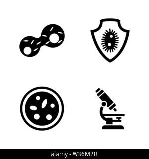 Lab recherche génétique. Les simples Vector Icons Set pour la vidéo, les applications mobiles, sites Web, projets d'impression et de votre conception. Illustration plat noir sur W Illustration de Vecteur