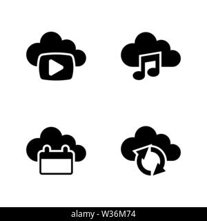 La synchronisation des données. Les simples Vector Icons Set pour la vidéo, les applications mobiles, sites Web, projets d'impression et de votre conception. Illustration plat noir sur blanc Illustration de Vecteur