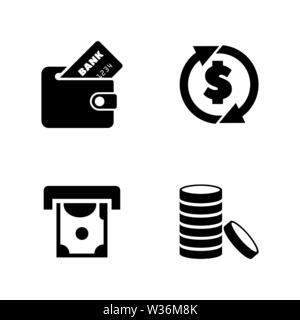 L'argent, des crédits et de dollar. Les simples Vector Icons Set pour la vidéo, les applications mobiles, sites Web, projets d'impression et de votre conception. Argent, monnaie et Dollar ic Illustration de Vecteur