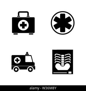 Urgence médicale, l'ambulance. Les simples Vector Icons Set pour la vidéo, les applications mobiles, sites Web, projets d'impression et de votre conception. J'Urgence Ambulance Illustration de Vecteur