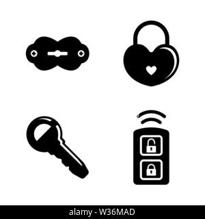 Clés de sécurité, verrou. Les simples Vector Icons Set pour la vidéo, les applications mobiles, sites Web, projets d'impression et de votre conception. Les clés de sécurité, verrou icon noir Illustration de Vecteur