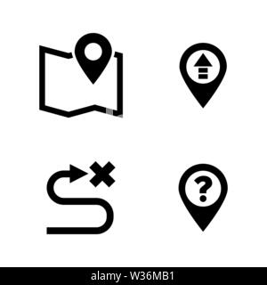 Itinéraire GPS, la distance. Les simples Vector Icons Set pour la vidéo, les applications mobiles, sites Web, projets d'impression et de votre conception. Itinéraire GPS, distance icon noir Illustration de Vecteur