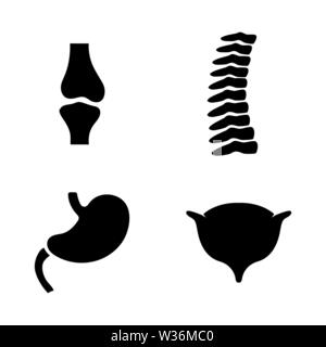 Les organes humains. Les simples Vector Icons Set pour la vidéo, les applications mobiles, sites Web, projets d'impression et de votre conception. L'icône des organes humains illustra plat noir Illustration de Vecteur