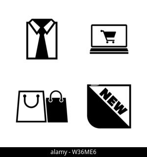 Shopping, acheter des vêtements. Les simples Vector Icons Set pour la vidéo, les applications mobiles, sites Web, projets d'impression et de votre conception. Shopping, achat de vêtements Illustration de Vecteur
