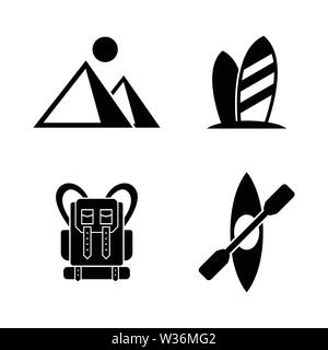 Tourisme, vacances. Les simples Vector Icons Set pour la vidéo, les applications mobiles, sites Web, projets d'impression et de votre conception. Tourisme, vacances actives Illustration de Vecteur