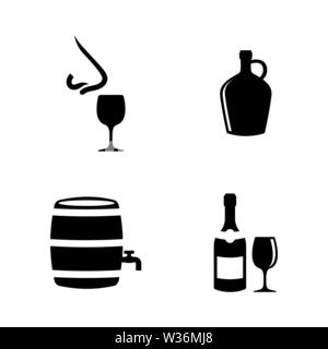 L'élaboration du vin, sommelier. Les simples Vector Icons Set pour la vidéo, les applications mobiles, sites Web, projets d'impression et de votre conception. La vinification, l'icône de sommelier Illustration de Vecteur