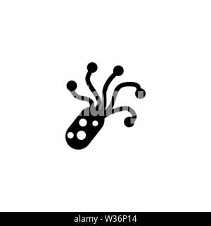 Micro-organisme. Icône vecteur plate. Simple symbole noir sur fond blanc Illustration de Vecteur