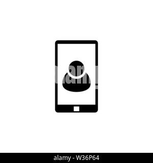 Appel vidéo. Icône vecteur plate. Simple symbole noir sur fond blanc Illustration de Vecteur