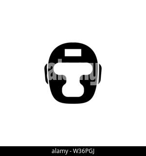 Casque de boxe. Casque de taekwondo. Icône vecteur plate. Simple symbole noir sur fond blanc Illustration de Vecteur