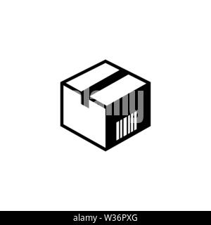 Boîte en carton. Icône vecteur illustration. Télévision Simple symbole noir sur fond blanc. Boîte en carton modèle pour conception de panneau d'interface utilisateur web et mobile elemen Illustration de Vecteur