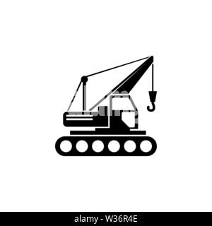 La grue sur chenilles de construction. Icône vecteur illustration. Télévision Simple symbole noir sur fond blanc. La grue sur chenilles de construction modèle de conception web pour signer un Illustration de Vecteur