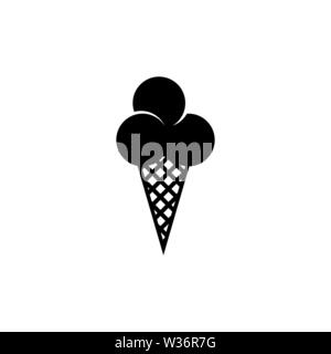 Cornet de crème glacée. Icône vecteur illustration. Télévision Simple symbole noir sur fond blanc. Ice Cream Cone signer pour modèle de conception de l'interface utilisateur web et mobile elem Illustration de Vecteur