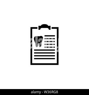 Soins dentaires, les dents de docs Rapport de diagnostic. Icône vecteur illustration. Télévision Simple symbole noir sur fond blanc. Liste de vérification Rapport dents dentaires Illustration de Vecteur