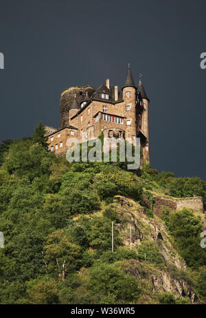 Katz (Château Burg Katz) à Sankt Goarshausen. Allemagne Banque D'Images