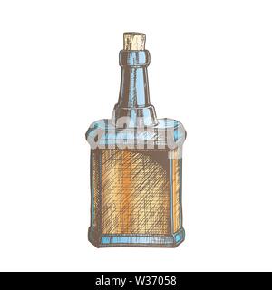 Color Design Vintage vide bouteille de whisky Bouchon liège Vector Illustration de Vecteur