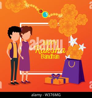 Raksha bandhan affiche une décoration traditionnelle Illustration de Vecteur