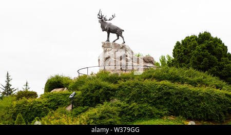 Statue de caribou, Newfoundland Regiment, Beaumont-Hamel Memorial, Somme, France Banque D'Images