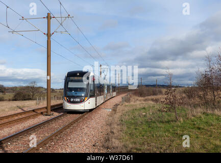 Tramway d'Édimbourg s'approchant 262 Ingliston Park & Ride avec un York Place - Edinburgh Airport Service Banque D'Images