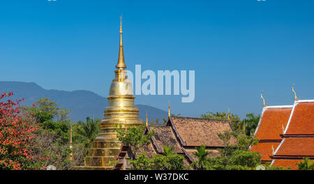 Wat Phra Singh temple à Chiang Mai, dans le Nord de la Thaïlande. Haut de page panorama shot Banque D'Images