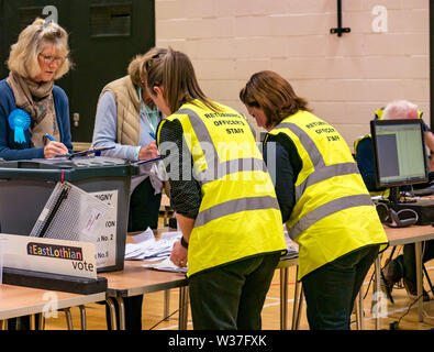 Voix étant comptés, quartier 5 Élection du Conseil, Haddington & Lammermuir élection partielle, mai 2019 East Lothian, Scotland, UK Banque D'Images