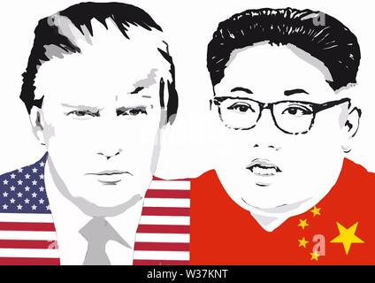 Trump et Kim Jong un illustration Illustration de Vecteur