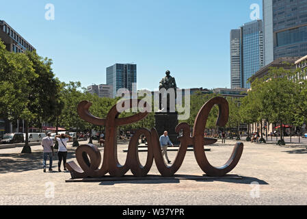 Statue en bronze de Johann Wolfgang von Goethe de Francfort, Allemagne Banque D'Images