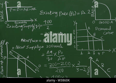 Equations written on blackboard Stock Photo