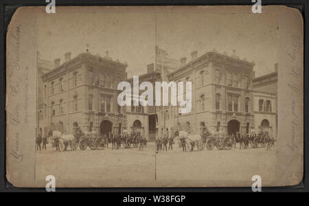 Avis de véhicules d'incendie et d'échelles, de Robert N Dennis collection de vues stéréoscopiques Banque D'Images