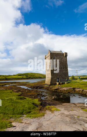 Château de Rockfleet, ou Carrickahowley château une maison-tour de Grace O'Malley la reine des pirates près de Newport, dans le comté de Mayo, Irlande Banque D'Images