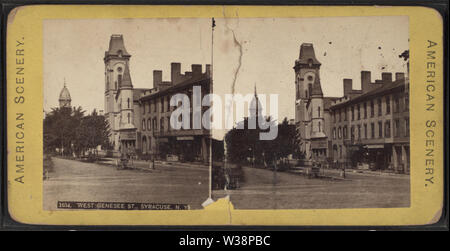 Genesee St West, Syracuse, NY, à partir de Robert N Dennis collection de vues stéréoscopiques Banque D'Images