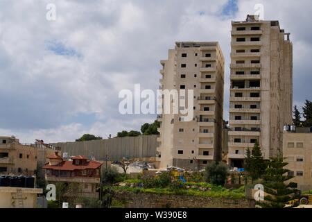 Mur à Jérusalem, vu de Betania Banque D'Images