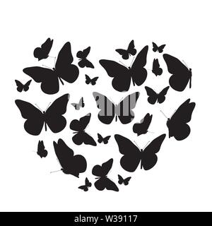 Résumé fond avec symbole coeur faits de papillon. Vector Illustration Illustration de Vecteur