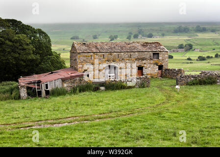 Grange traditionnelle Yorkshire Dales, Eller Beck, Burtersett, Hawes. Banque D'Images