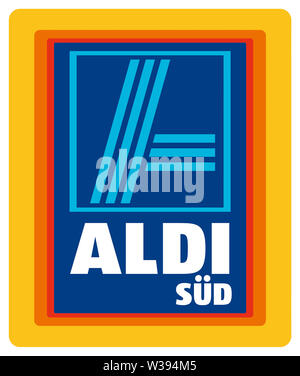 Logo de l'allemand en ligne de supermarché Aldi Süd avec siège à Cologne - Allemagne. Banque D'Images