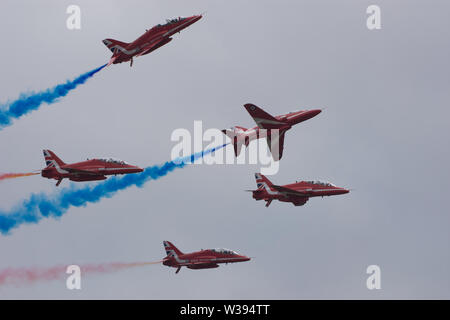 Des flèches rouges Flying Legends Air Show Duxford IWM 2019 Juillet Banque D'Images