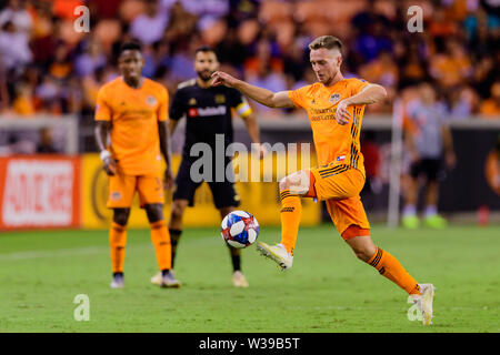 Houston, Texas, USA. 12 juillet, 2019. Dynamo de Houston le défenseur Adam Lundqvist (3) au cours d'un match entre Los Angeles et Houston Dynamo FC au stade BBVA à Houston, Texas. A mi c'est égalité 1-1. Maria Lysaker/CSM/Alamy Live News Banque D'Images