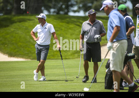 Oqasmieh, Iowa, États-Unis. 10 juillet, 2019. Viktor Hovland domine le parcours ouvert pendant la Pro-Am au John Deere Classic à Chikar dans TPC Deere Run, le mercredi 10 juillet, 2019. Credit : Andy Abeyta/Quad-City Times/ZUMA/Alamy Fil Live News Banque D'Images