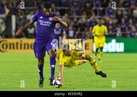 Orlando, USA. Le 13 juillet, 2019. Columbus Crew SC Artur est souillée par la Ville d'Orlando Carlos Ascues Exploria au stade d'Orlando, Floride le samedi 13 juillet 2019. Crédit photo : Marty Jean-Louis Marty Crédit : Jean-Louis/Alamy Live News Banque D'Images