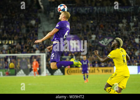 Orlando, USA. Le 13 juillet, 2019. La Ville d'Orlando defender Robin Jansson fait un en-tête loin de l'objectif à Exploria stadium à Orlando, Floride, le samedi 13 juillet 2019. Crédit photo : Marty Jean-Louis Marty Crédit : Jean-Louis/Alamy Live News Banque D'Images