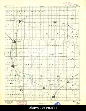 Carte TOPO USGS Iola KANSAS KS 122549 1893 125000 Restauration Banque D'Images