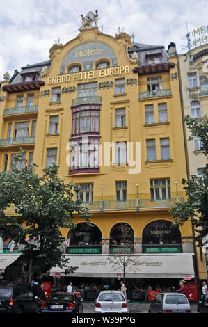 Grand Hotel Evropa, place Venceslas. Prague, République Tchèque Banque D'Images