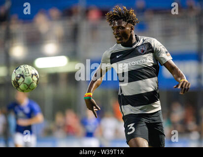 Texas, USA. Le 13 juillet, 2019. San Antonio humains Pascal Claude Le contrôle le ballon pendant un match amical le samedi 13 juillet 2019 entre San Antonio et Cardiff City FC FC chez Toyota Domaine à San Antonio, TX. Le 13 juillet, 2019. Credit : ZUMA Press, Inc./Alamy Live News Banque D'Images