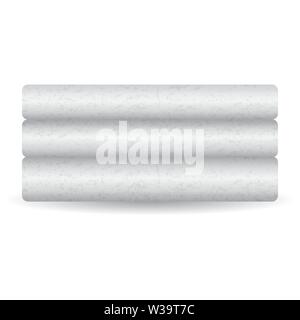 Vector pile de serviettes blanches avec structure terry isolé sur fond. Illustration 3D réaliste. Illustration de Vecteur