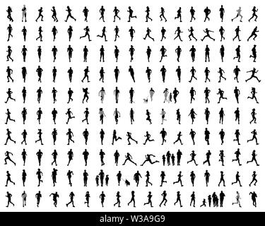 Silhouettes noires de coureurs, vector Banque D'Images