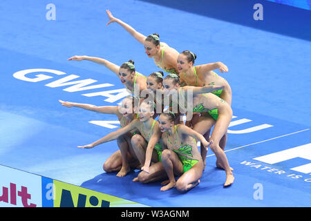 Gwangju, Corée du Sud. 14 juillet, 2019. Ukraine (UKR) Groupe de l'équipe de natation artistique : 18e Championnats du monde FINA 2019 Technique de l'équipe de Gwangju tour préliminaire à Yeomju Gymnasium à Gwangju, Corée du Sud . Credit : YUTAKA/AFLO SPORT/Alamy Live News Banque D'Images