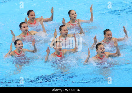 Gwangju, Corée du Sud. 14 juillet, 2019. Groupe China Team (CHN) Natation artistique : 18e Championnats du monde FINA 2019 Technique de l'équipe de Gwangju tour préliminaire à Yeomju Gymnasium à Gwangju, Corée du Sud . Credit : YUTAKA/AFLO SPORT/Alamy Live News Banque D'Images