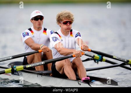 Jason Osborne, Jonathan Rommelmann GER pendant la Coupe de Monde de l'aviron III le 12 juillet 2019 à Rotterdam, Pays-Bas Crédit : Sander Chamid/SCS/AFLO/Alamy Live News Banque D'Images